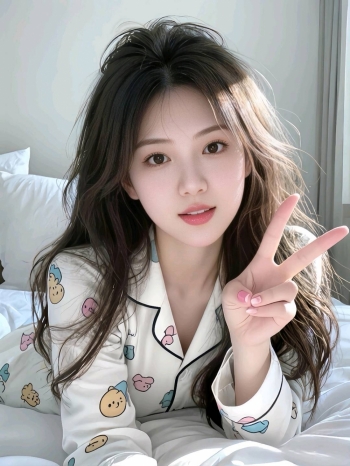 向天空比个耶的照片