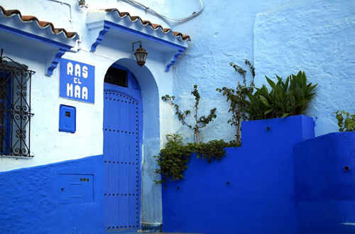 摩洛哥的蓝色山城舍夫沙万